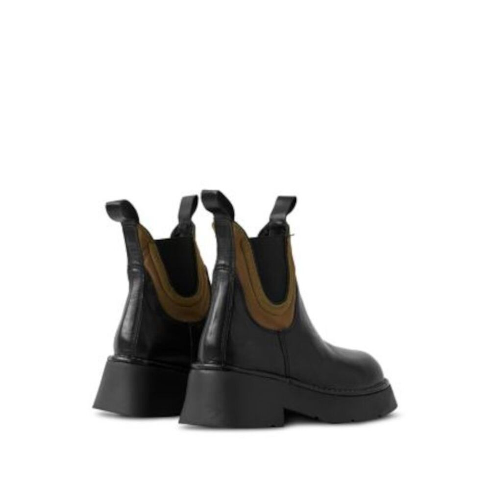 MIISTA Womens Black 1" Platform Dual Pull-Tabs Kaya Leather Chelsea Boot 38 - Picture 2 of 2
